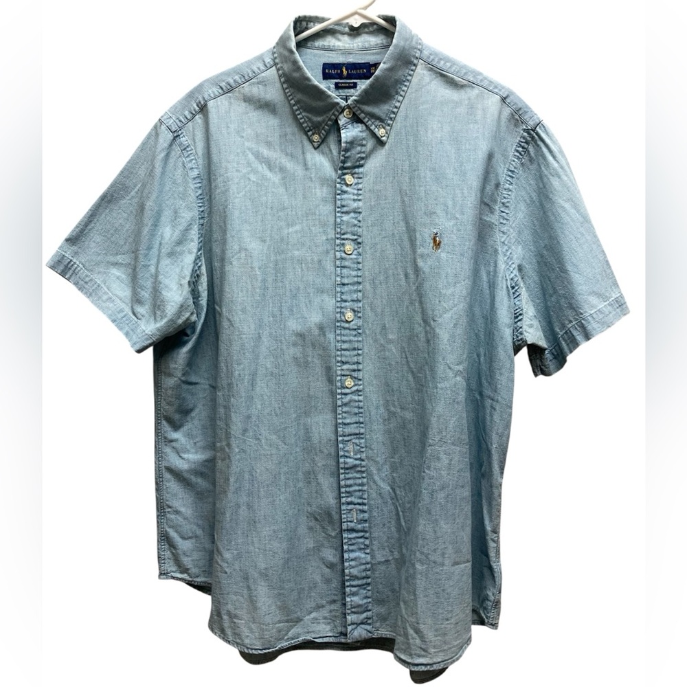 Ralph Lauren Mens New Classic Fit Chambray Button Down Shirt size XXL